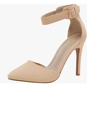 FOWT Beige Pointed Toe Ankle Strap D'Orsays Sexy Stiletto High Heel Pumps